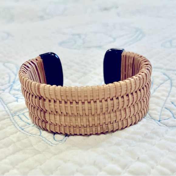 Accessories Nantucket Basket Bracelet One Inch Cuff Rattan And Black